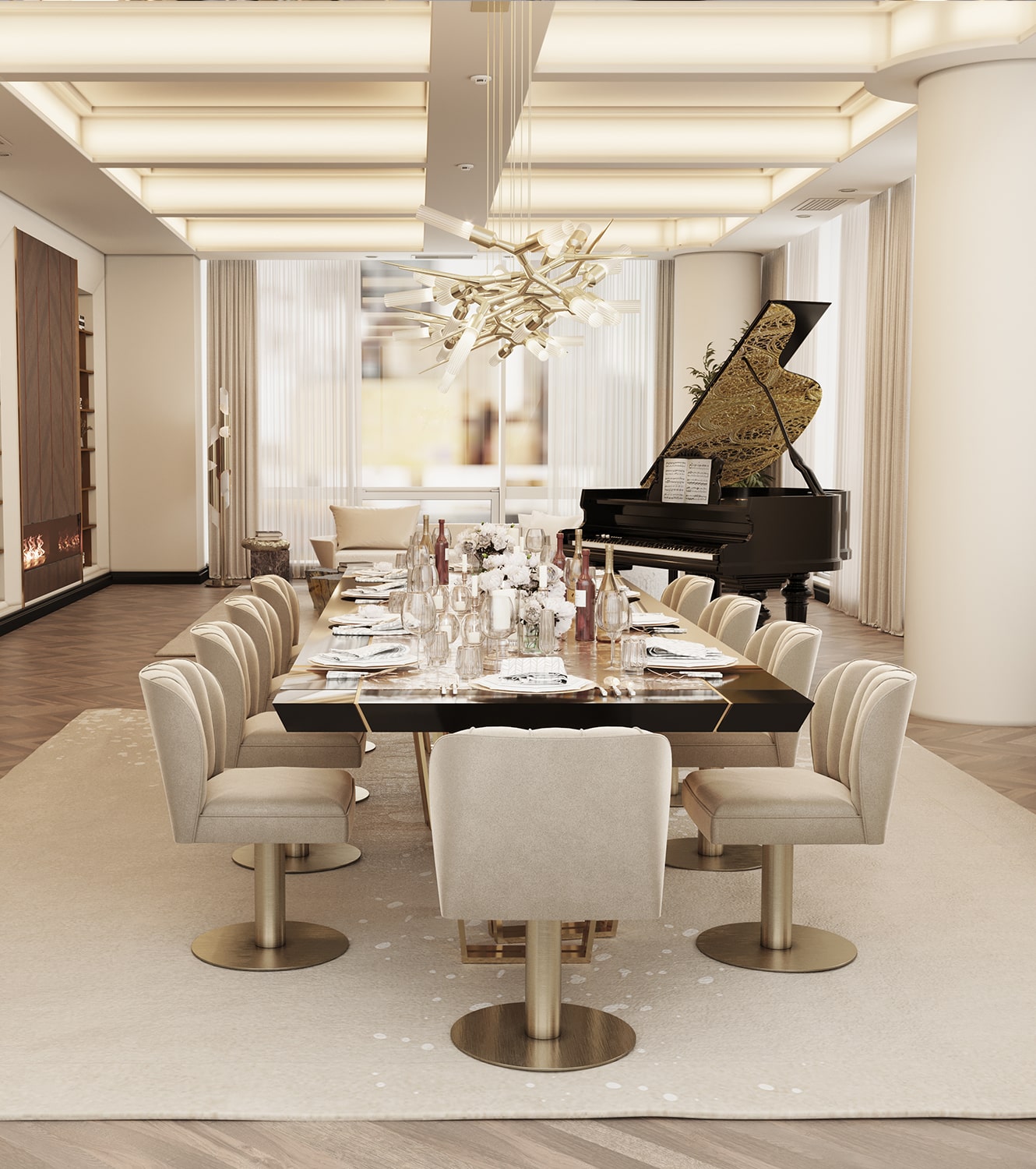 dining room - MILLIONAIRE'S MODERN APARTMENT IN NYC