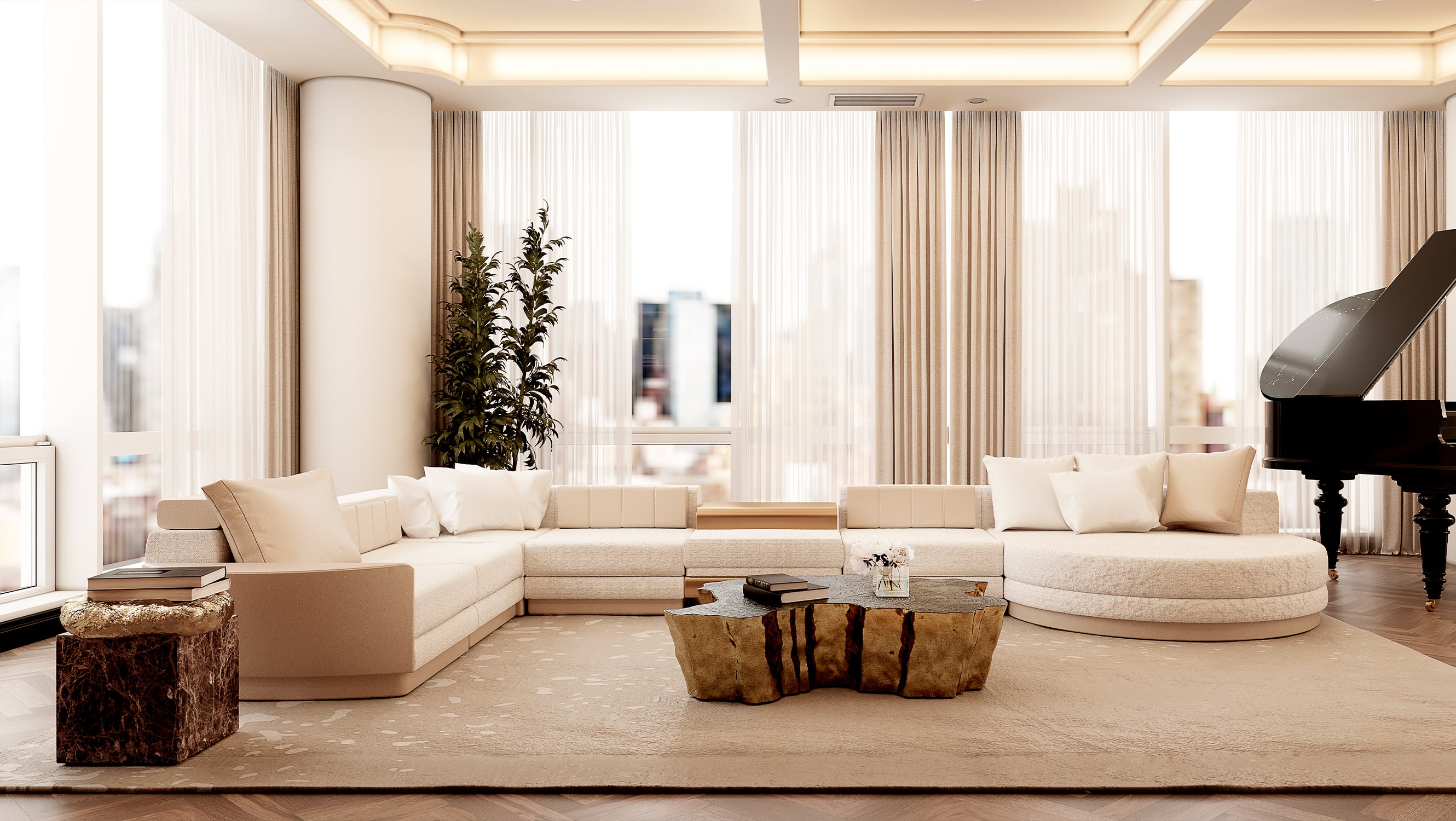 living room - MILLIONAIRE'S MODERN APARTMENT IN NYC