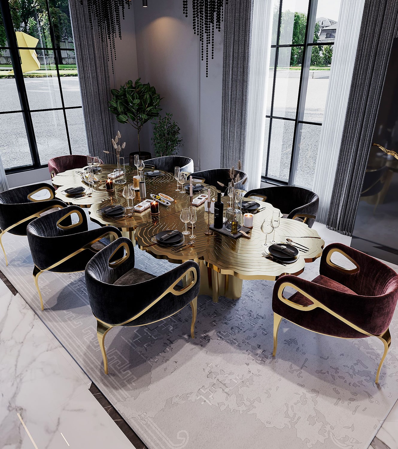 dining room - OPULENT MODERN CLASSIC VILLA IN RIYADH