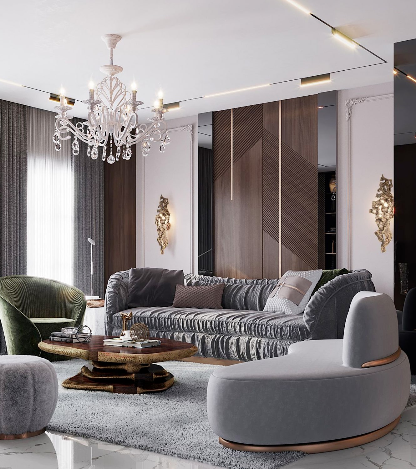 living room - OPULENT MODERN CLASSIC VILLA IN RIYADH