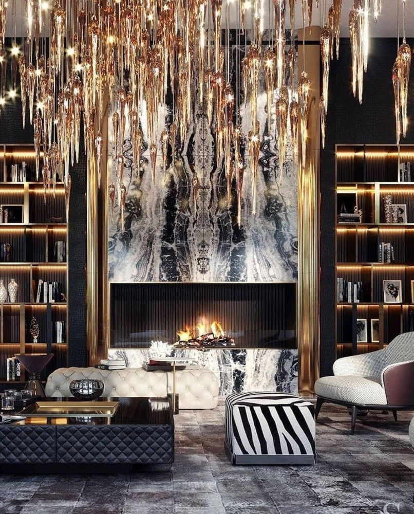 LUXURY AND ECCENTRIC LIVING ROOM WITH VERY STYLE