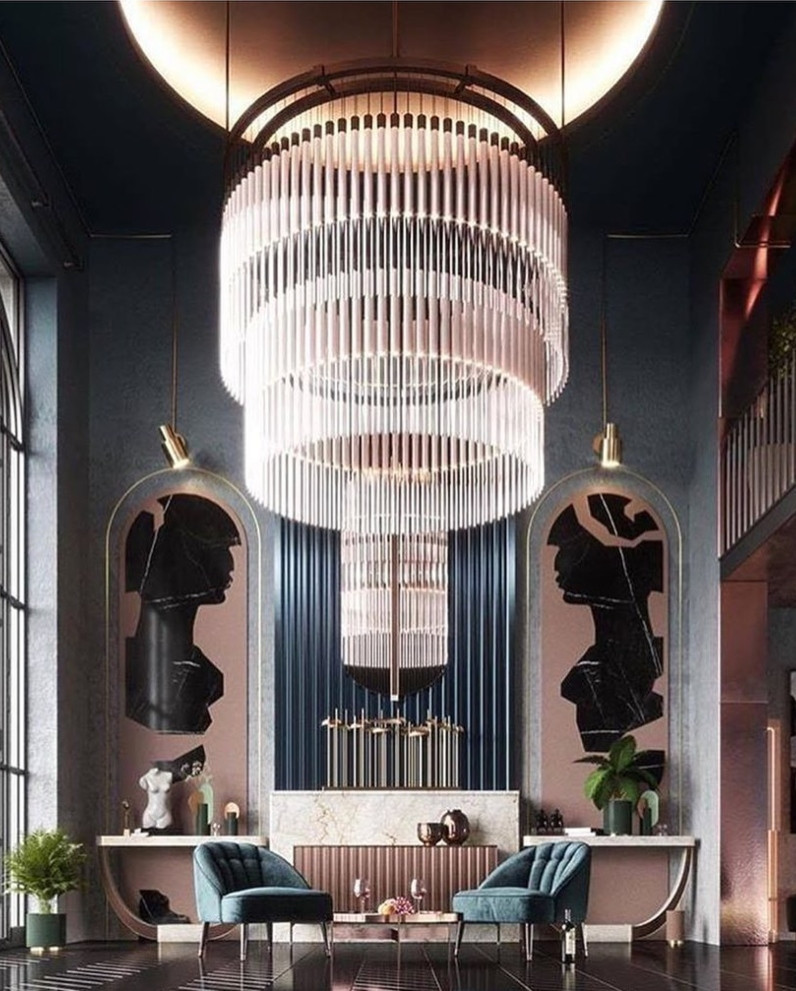 TERRACOTTA AND BLUE TONES IN A LUXURY ENTRANCE